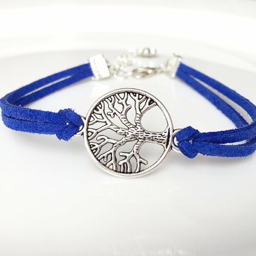 Arbre généalogique bracelet en cuir , arbre de vie charme  d’argent bijoux unisexe bracelet mères