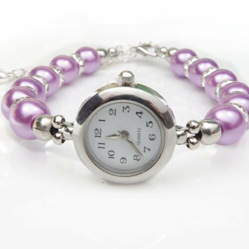 Montre violette montre avec des strass montre avec des diamants montre argentée montre pour femme