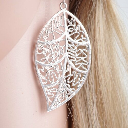 Silver leaf dangle earrings bohemian earrings boho chic bijoux cadeau pour les femmes boucles d'oreilles de mariage cadeau de fête des mères