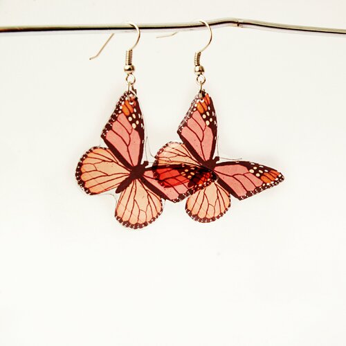 Boucles d'oreilles pendantes aile de papillon orange pour femmes cadeau d'anniversaire pour son cadeau de noël pour petite amie fée bijoux 