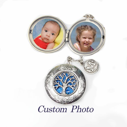 Arbre de vie médaillon bijoux personnalisé photo personnalisé collier de mères cadeau de grand-mère médaillon photo arbre de famille bijoux