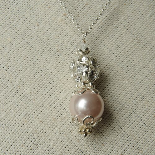 Collier de perles collier rose collier pour fille collier avec des strass collier pour le mariage collier simple collier de mariée