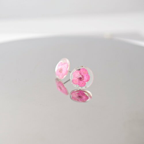 Fleurs pressées roses en résine boucles d'oreilles véritables fleurs bijoux boucles d'oreilles minimalistes cadeau de noël pour femmes