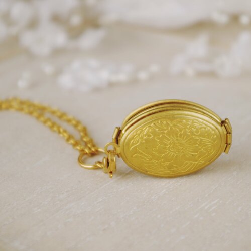 Médaillon pliable collier vintage pendentif avec des photographies cadeau pour la fête des mères pour grand mère
