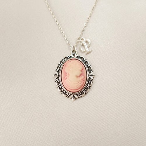 Collier camée rose collier personnalisé victorien collier argenté collier en laiton collier romantique cadeau pour elle cadeau d'amitié