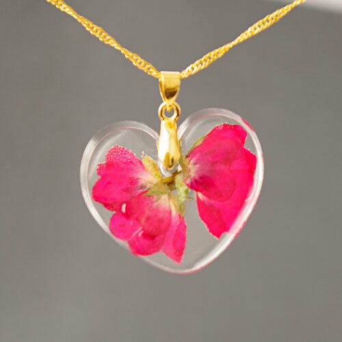 Rose rouge en résine coeur collier real fleurs bijoux cadeau de noël pour les femmes