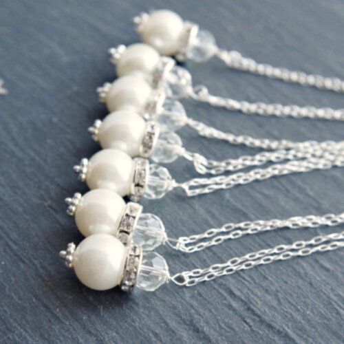 Collier de perles perles blanches collier élégant collier avec des strass collier pour le mariage cadeau pour elle cadeau d'anniversaire