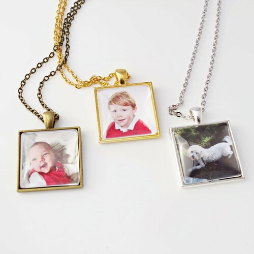 Personnalisé photo collier 1 pouce bijoux carré cadeau personnalisé pour maman memorial photo collier cadeau pour demoiselle d'honneur