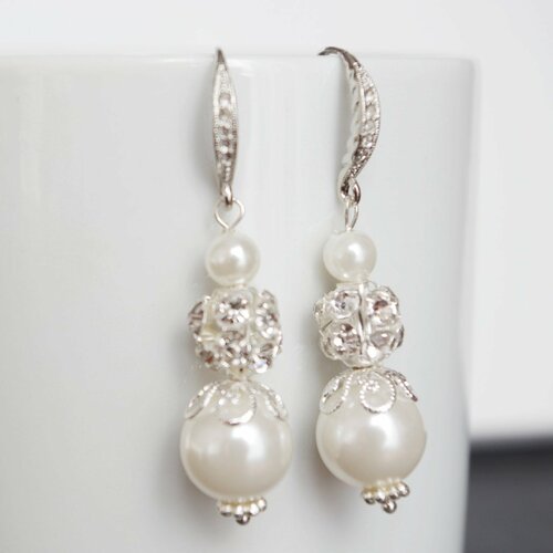 Boucles d'oreille de perles de perle ivoire perle boucles d'oreilles bijoux de demoiselle d'honneur demoiselle d'honneur 