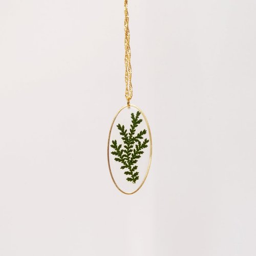 Collier en or avec véritable feuille de fougère pressée en résine bijoux terrarium  botaniques  cadeaux pour maman