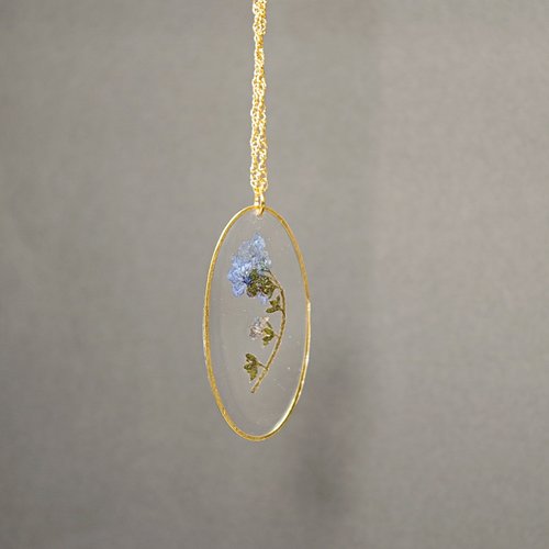Myosotis bleu collier, fleur pressée réelle en résine bijoux, cadeaux de noël pour les mères