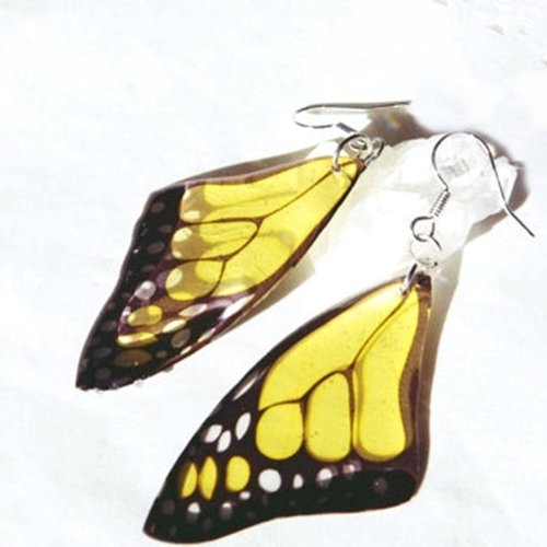 Boucles d'oreilles insectes bijoux papillon monarque ailes de papillon boucles d'oreilles jaunes résine eco