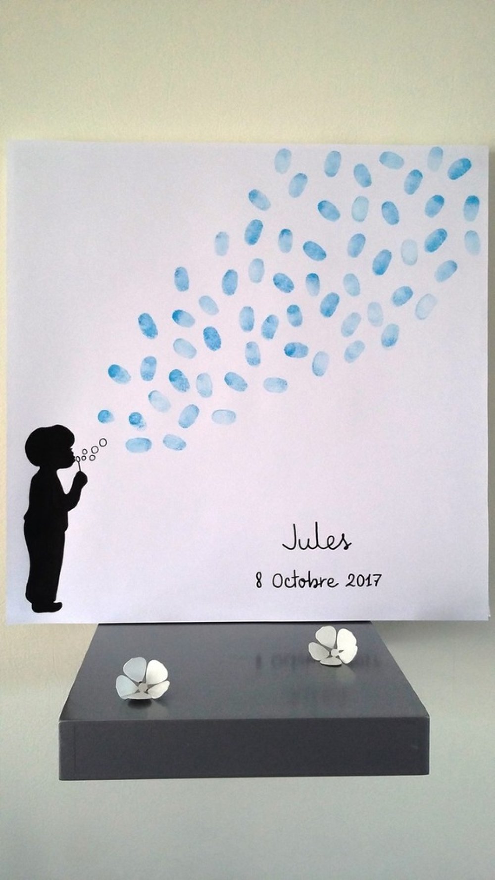 Arbre A Empreintes La Force De L Enfance Garcon Bulles Enfant Avec 1 Encreur 4 Couleurs Offert Bapteme Anniversaire Baby Shower Un Grand Marche