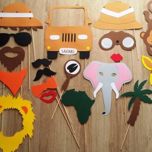 Accessoires Photobooth X19 Theme Safari Savane Mariage Anniversaire Un Grand Marche