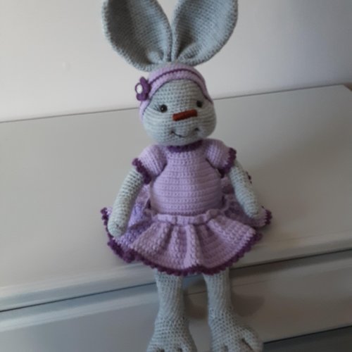 Lapin au crochet, amigurimi, décoration  intérieur,animaux au crochet, cadeaux de naissance , peluche , doudou , décoration chambre de b