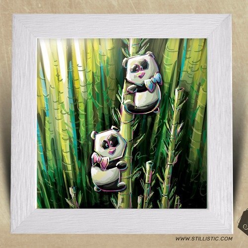 Cadre Carre 25x25 Avec Illustration Bebes Panda Pour Chambre Enfant Bebe Un Grand Marche
