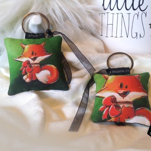 1 X Porte Cle Tissu Bijou De Sac Illustration Bebe Renard Fait Main Un Grand Marche