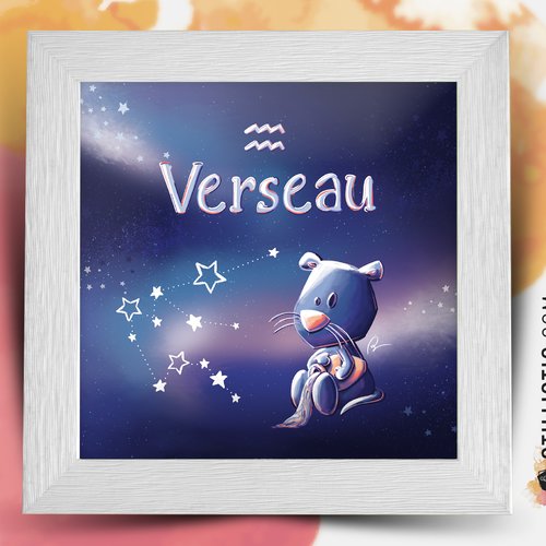 Cadre Carre Avec Illustration Signe Astrologique Gemeaux Phosphorescent Pour Chambre Enfant Bebe 25x25cm Un Grand Marche