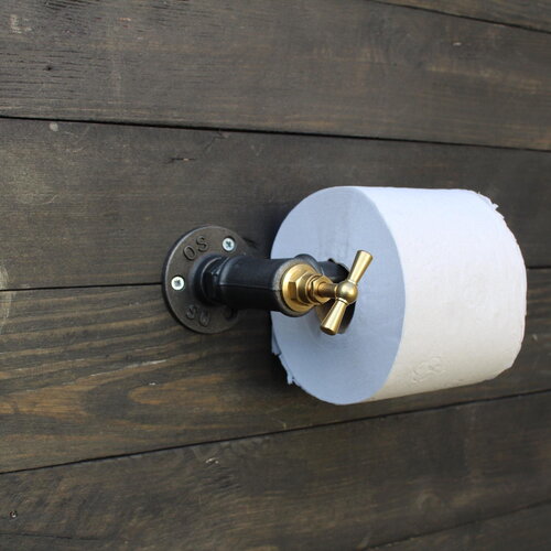 Dérouleur papier toilette industriel. porte rouleaux wc original, décoration d'intérieur vintage