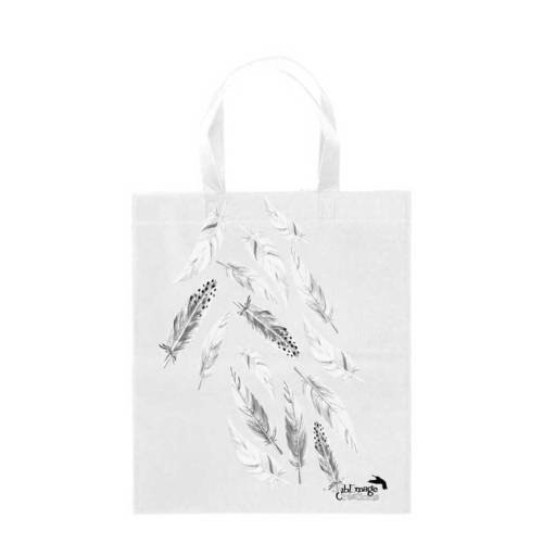 Tote bag plume en noir et blanc, sac shopping, sac en toile, sac de course, idée cadeau original,