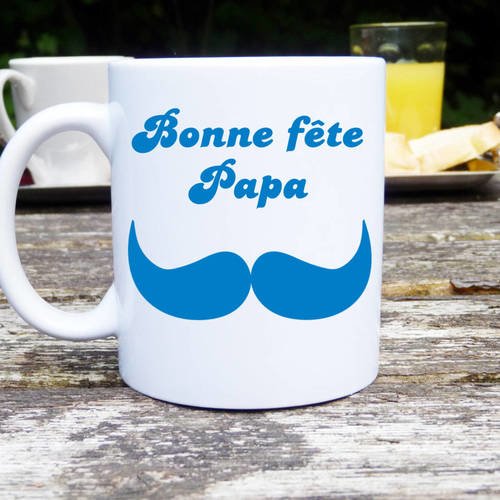 Mug bonne fête papa moustache !, mug original, idée cadeau