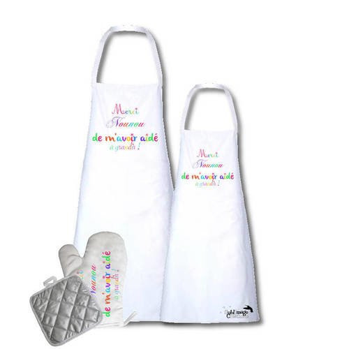 Coffret cuisine personnalisable motif nounou : merci nounou de m'avoir aidé à grandir