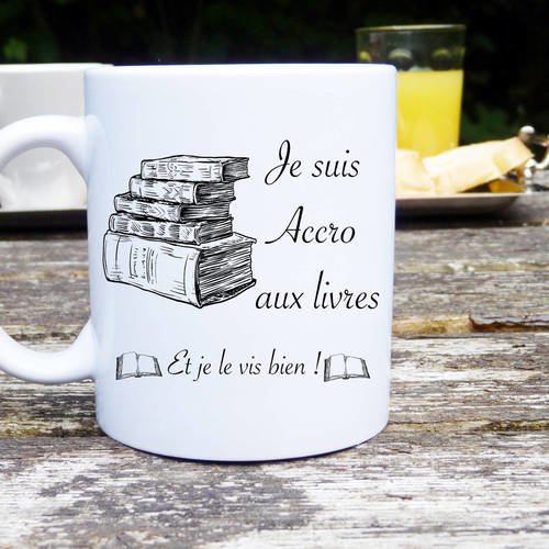 Mug accro aux livres, lecture, mug classique, mug original et personnalisable, cadeau