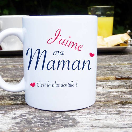Mug j'aime ma maman ! mug original, idée cadeau, fête des mères, anniversaire, mug classique,  personnalisable
