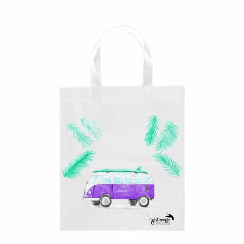 Tote bag personnalisable : style combi, caravane, camping car, sac shopping, idée cadeau original et personnalisable