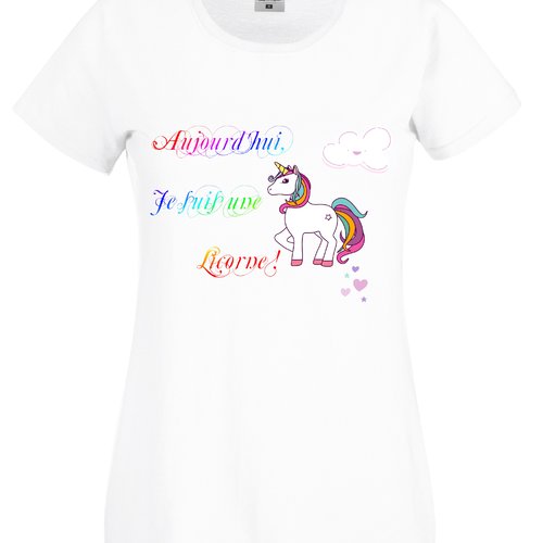 T-shirt femme humour licorne ! aujourd'hui je suis une licorne ! idée cadeau