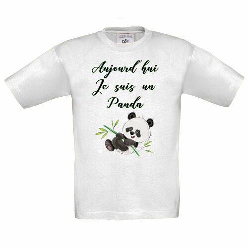 T-shirt enfant aujourd'hui je suis un panda  ! idée cadeau personnalisable.