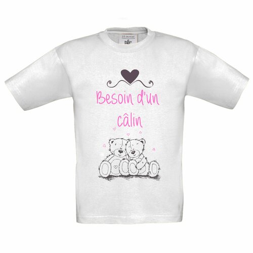 T-shirt enfant besoin d'un câlin ! idée cadeau personnalisable.