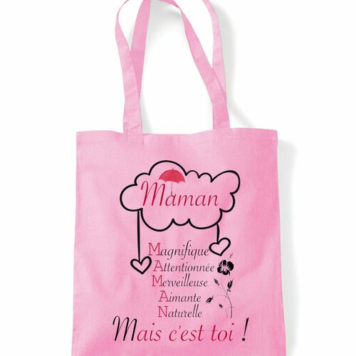 Tote bag personnalisable maman, idée cadeau remerciement, sac shopping, sac en toile, cadeau fête des mères