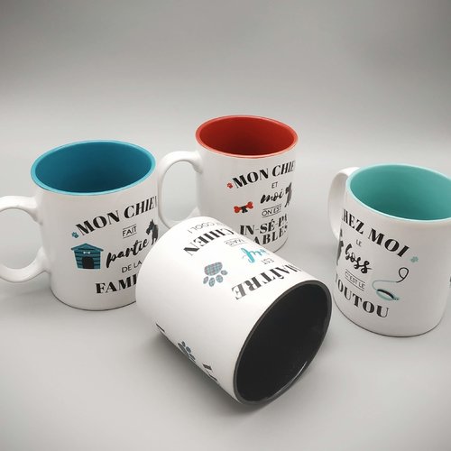 Ensemble de 4 mugs pour les amoureux des chiens ! 4 modèles différents pour montrer votre amour !