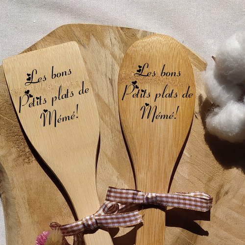 Spatule de cuisine en bambou personnalisé mamie  ! idée cadeau personnalisé, pour offrir à votre grand-mère excellente cuisinière