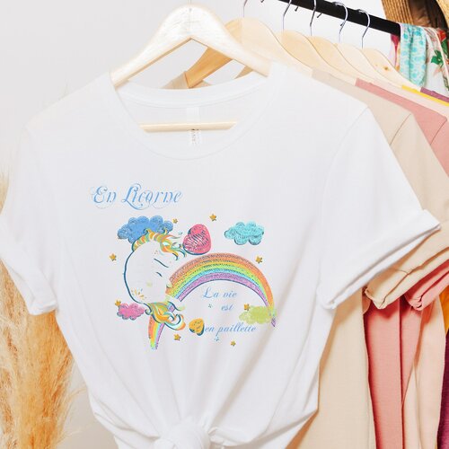 T-shirt personnalisé licorne idée cadeau humoristique col rond