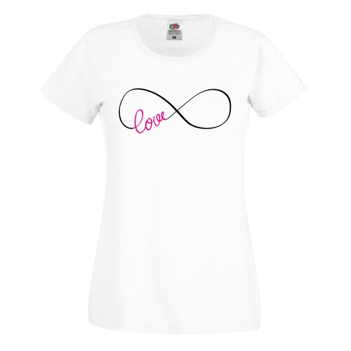 T-shirt femme love infini ! amour infini idée cadeau saint-valentin. col rond ou col v, plusieurs tailles possibles.