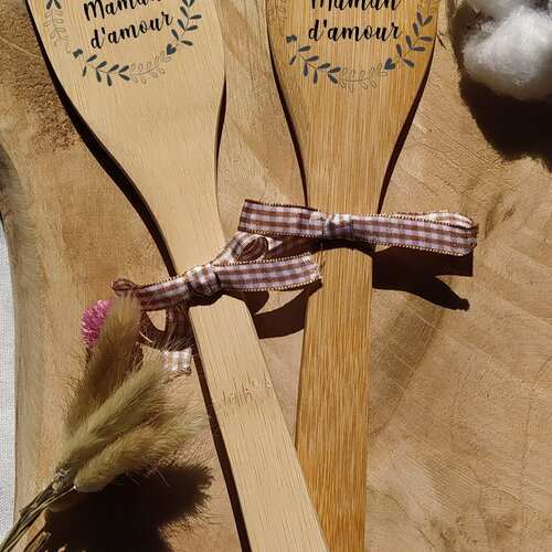Cuillère en bois personnalisée de cuisine, spatule de cuisine personnalisée ! cadeau personnalisé fête des mères !