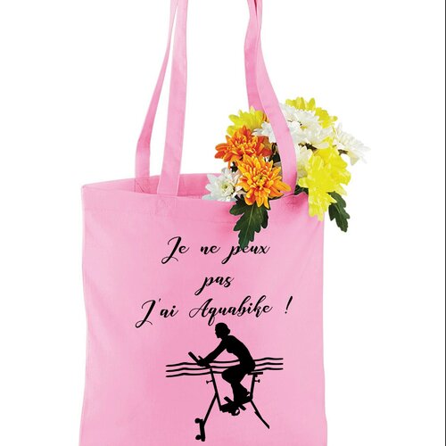 Tote bag personnalisé  aquabike sac shopping, sac en toile, sac de course, idée cadeau original,