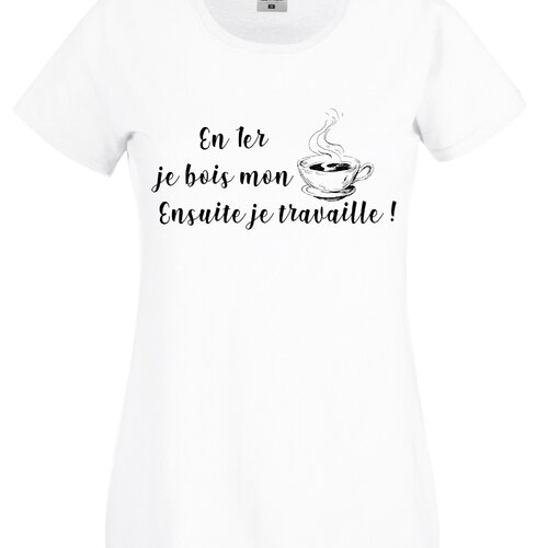 T-shirt homme humoristique café ! idée cadeau pour les fans de café ! en 1er je bois mon café....