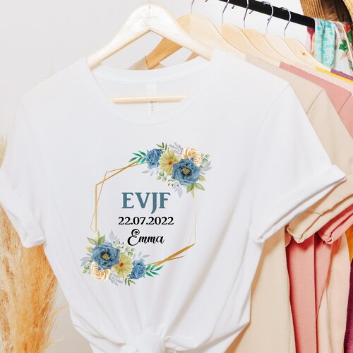 T-shirt evfj personnalisé texte personnalisable : témoin, équipe de la mariée, team mariée, demoiselle d'honneur ect....