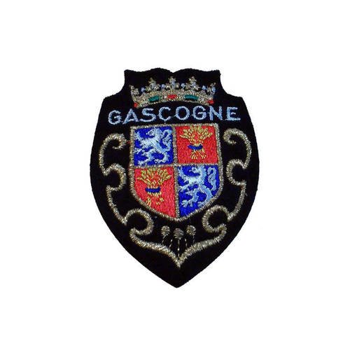 Applique ecusson brodé, blason de gascogne, à coudre 