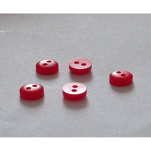 Bouton tout petit, rond, rouge nacré,lot de 4 boutons en plastique, 8 mm 