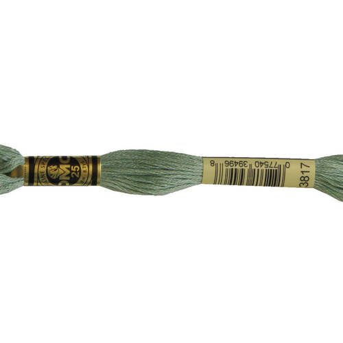 Fil dmc n°3817, mouliné spécial, échevette de coton vert, à broder . 