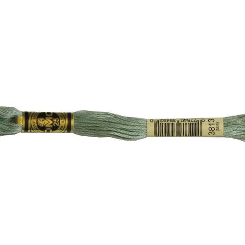 Fil dmc n°3813, mouliné spécial, échevette de coton gris vert, à broder . 