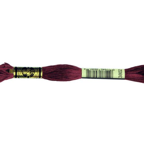 Fil dmc n°3802, mouliné spécial, échevette de coton rose bordeaux, à broder . 