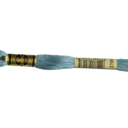 Fil dmc n°3766, mouliné spécial, échevette de coton bleu, à broder . 