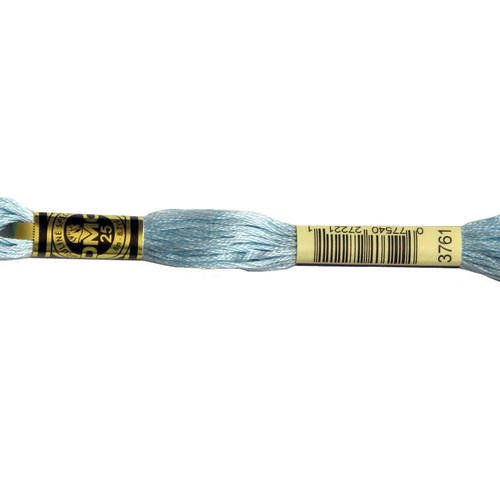 Fil dmc n°3761, mouliné spécial, échevette de coton bleu clair, à broder . 