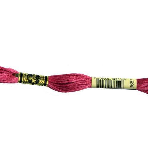 Fil dmc n°3687, mouliné spécial, échevette de coton rose, à broder . 