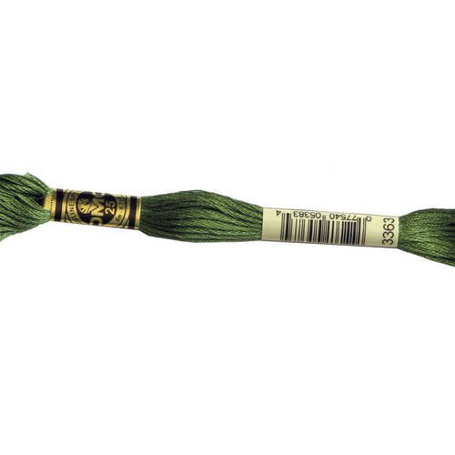 Fil dmc n°3363, mouliné spécial, échevette de coton vert, à broder . 